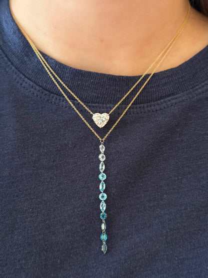 Ombre Blue Topaz Lariat Necklace