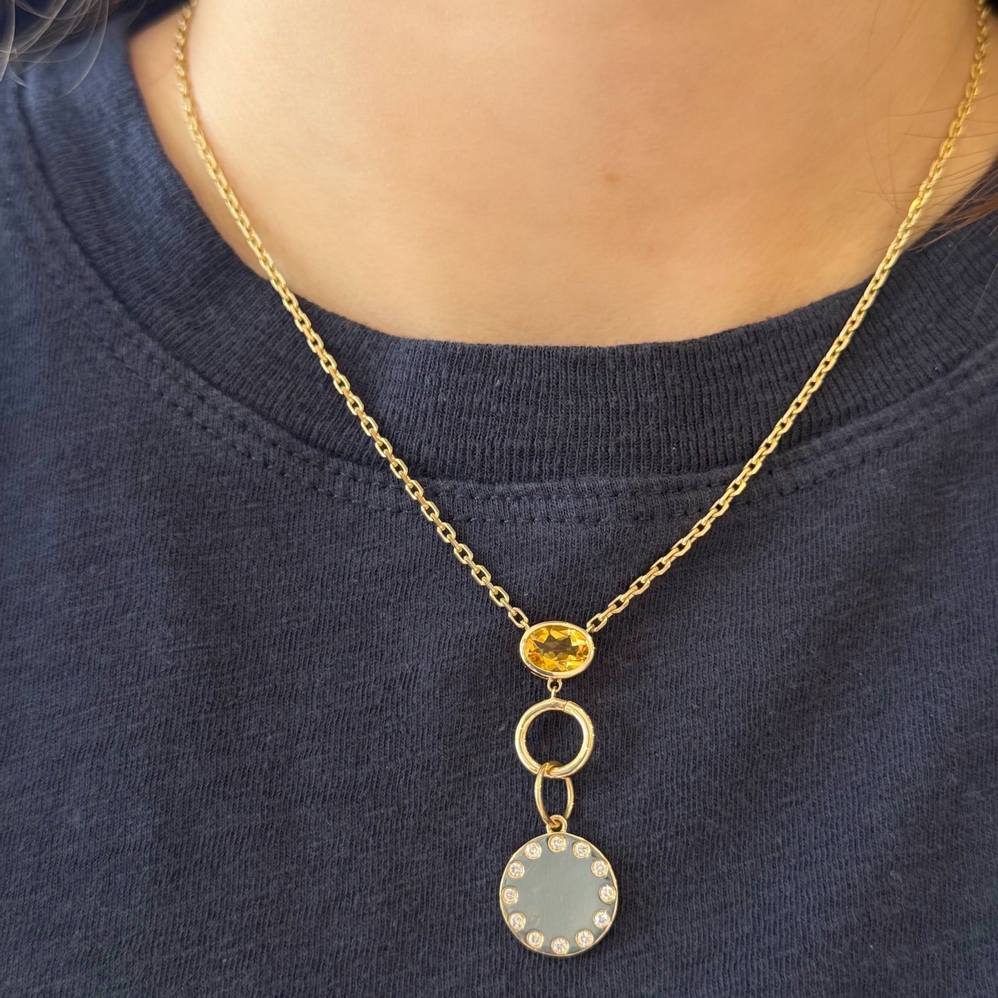 Gold Necklace with Citrine & Enhancer