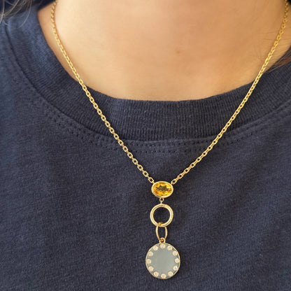 Gold Necklace with Citrine & Enhancer
