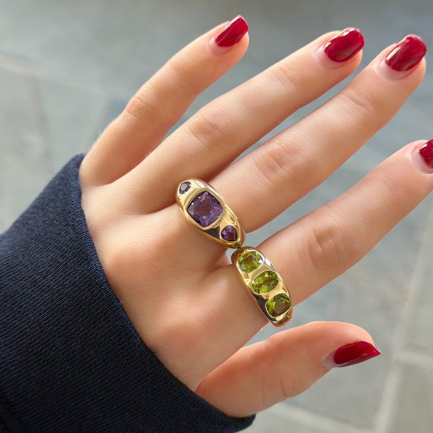 Peridot Multi-stone Dome Ring