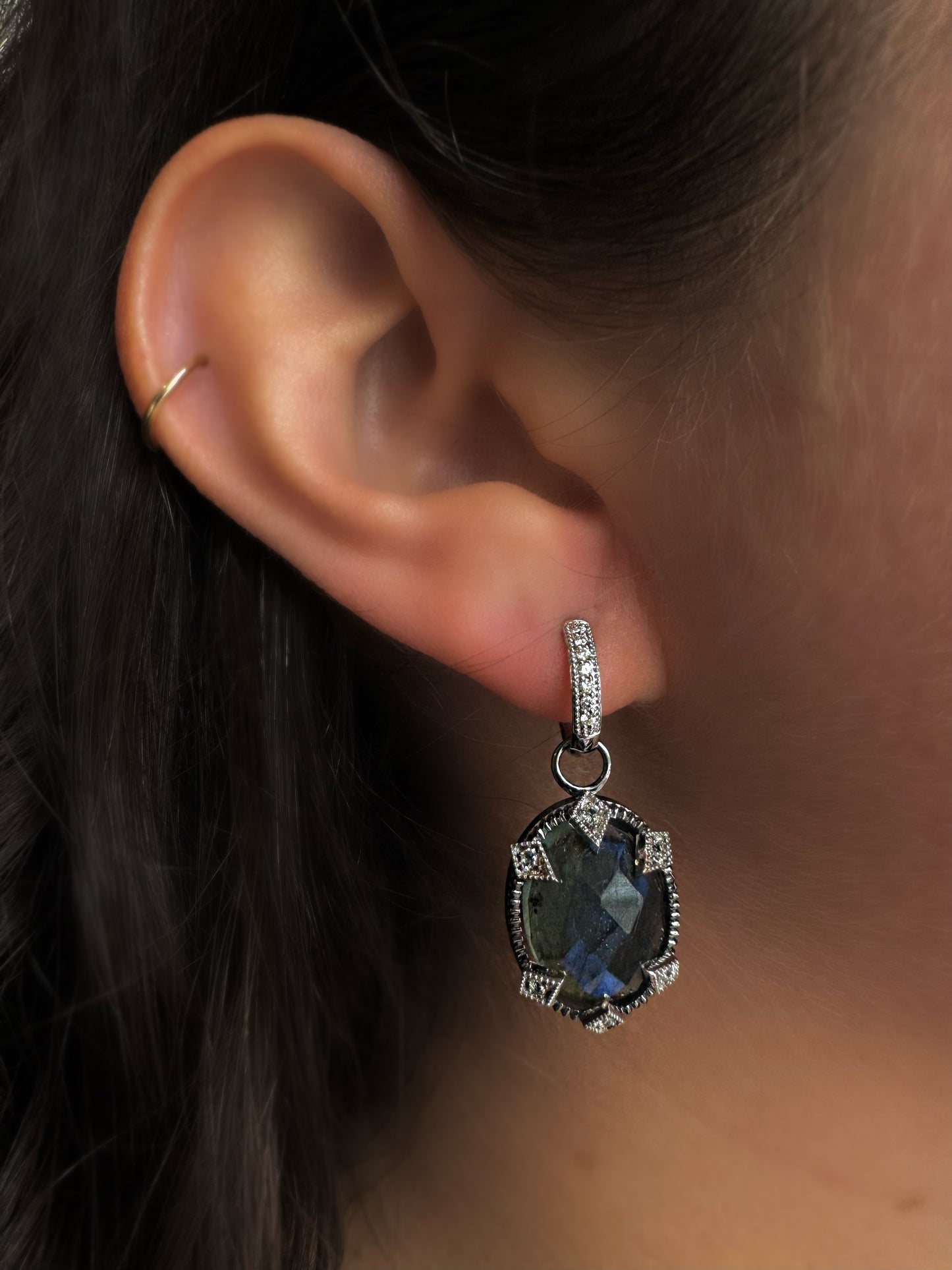 Blackened Silver Labradorite Lisse Earring Charms
