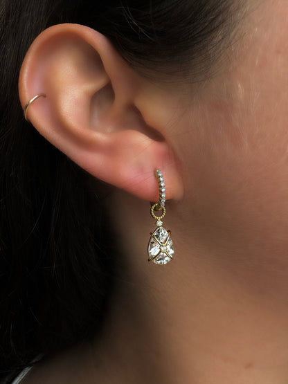 Tiny Criss Cross Wrapped White Topaz Earring Charms