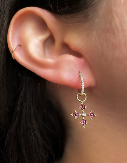 Rhodolite Garnet Cross Earring Charms