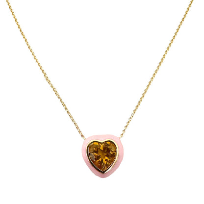 Enamel & Citrine Heart Necklace