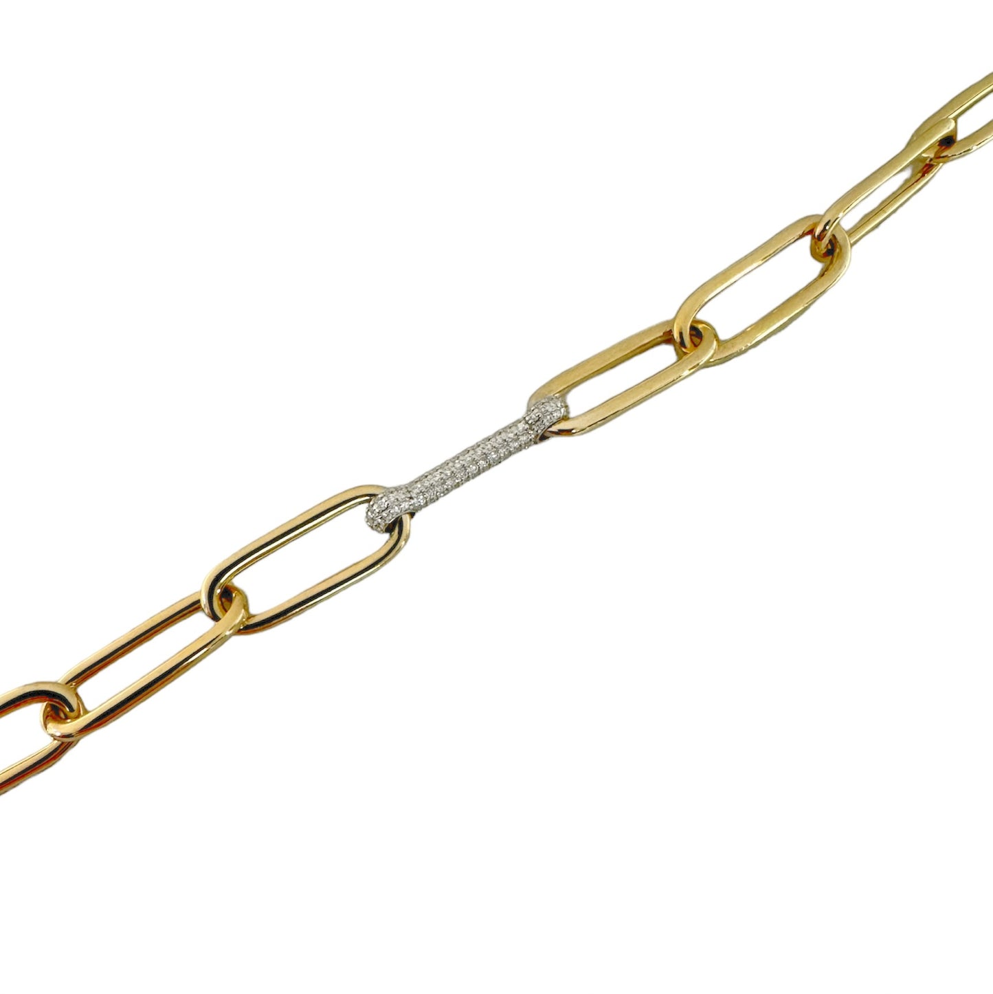 Oval Link with Diamond Connector Bracelet