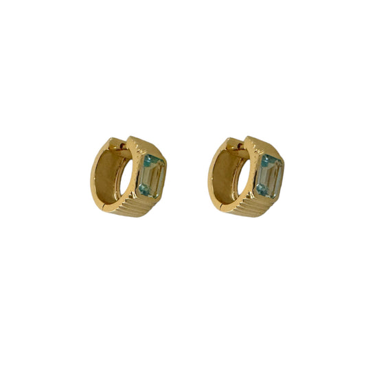 Blue Topaz Chunky Huggie Earrings