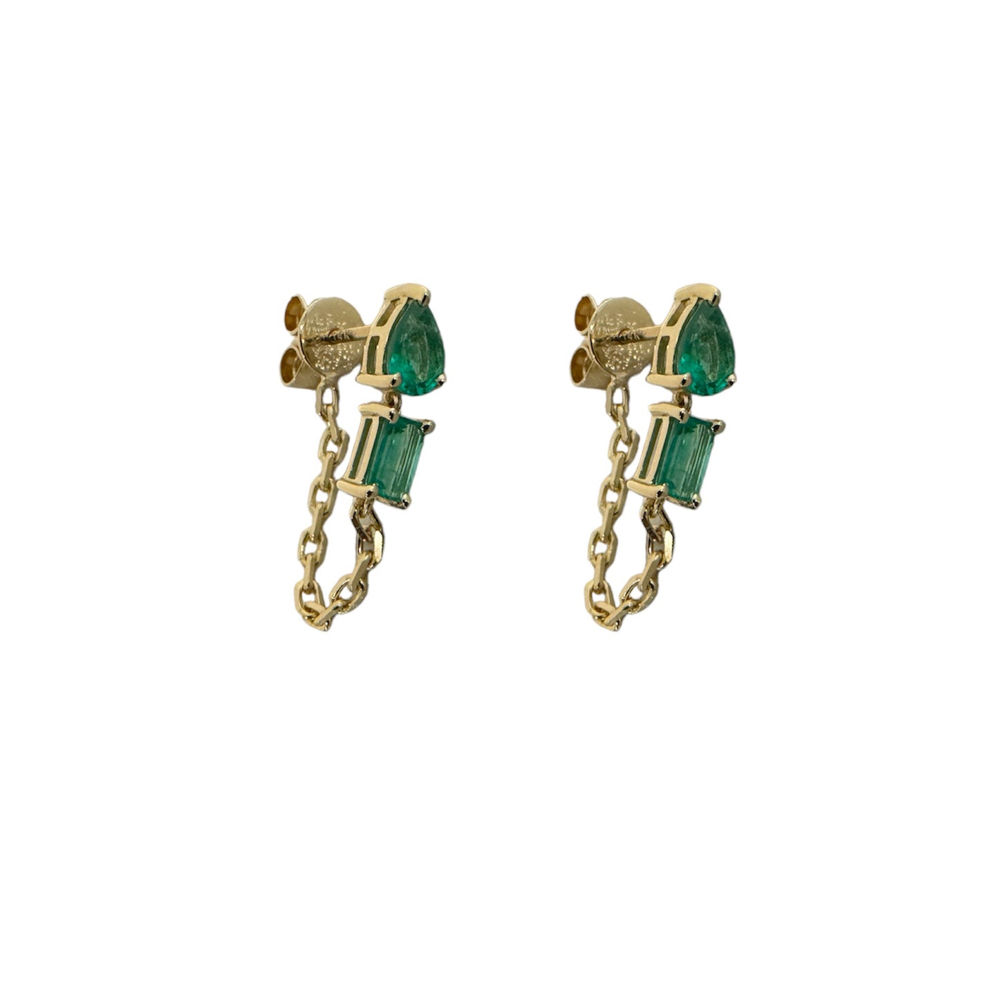 Emerald & Chain Dangle Earring