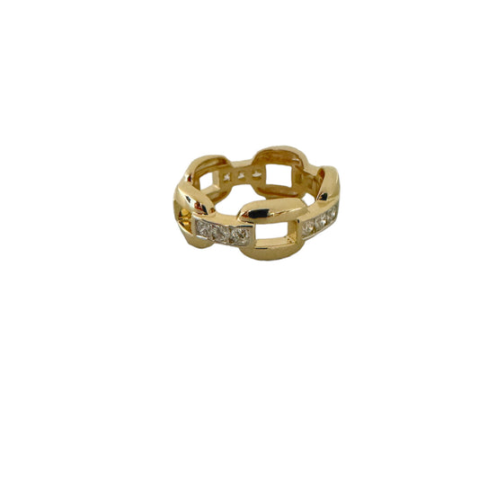 Chain Link with Diamonds Ring