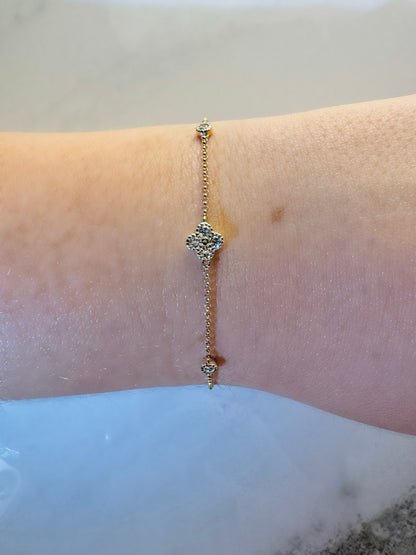 Diamond by the Yard Bracelet with Flower Center