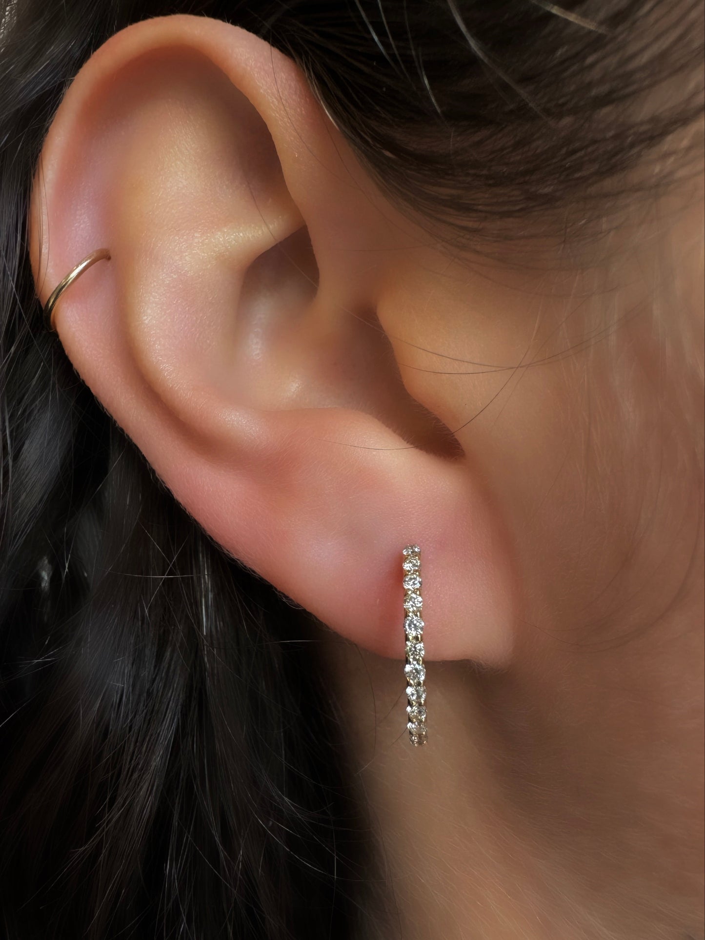 Petite Yellow Gold Diamond Hoops