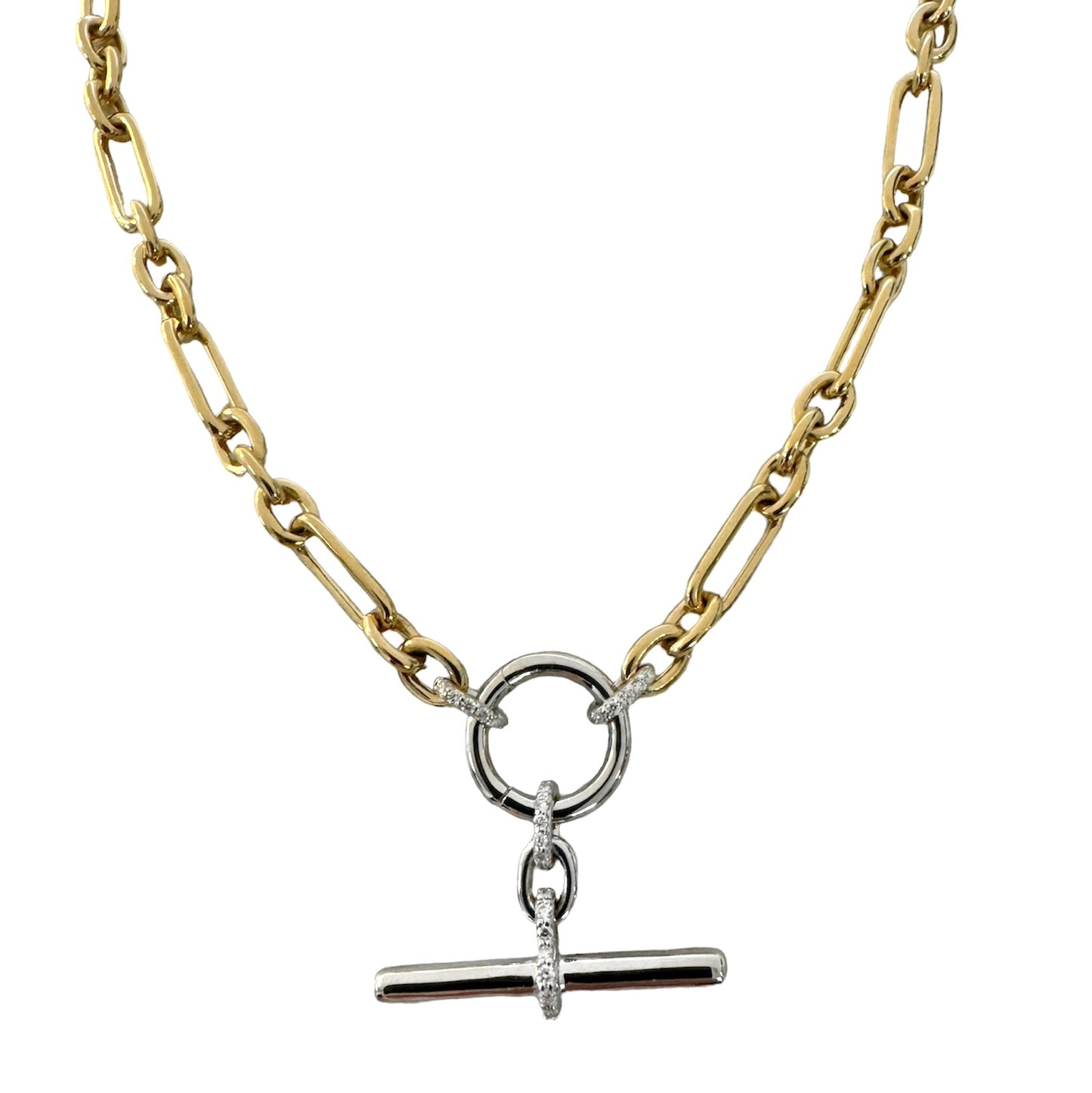 Mixed Link Necklace with Toggle Drop Charm