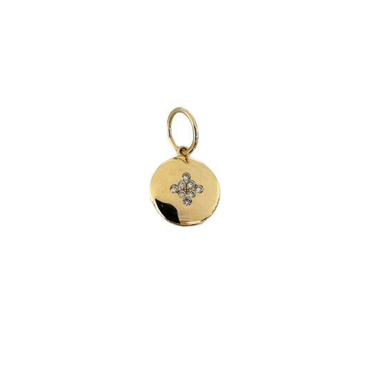 Double Sided Diamond & Gold Disc Pendant
