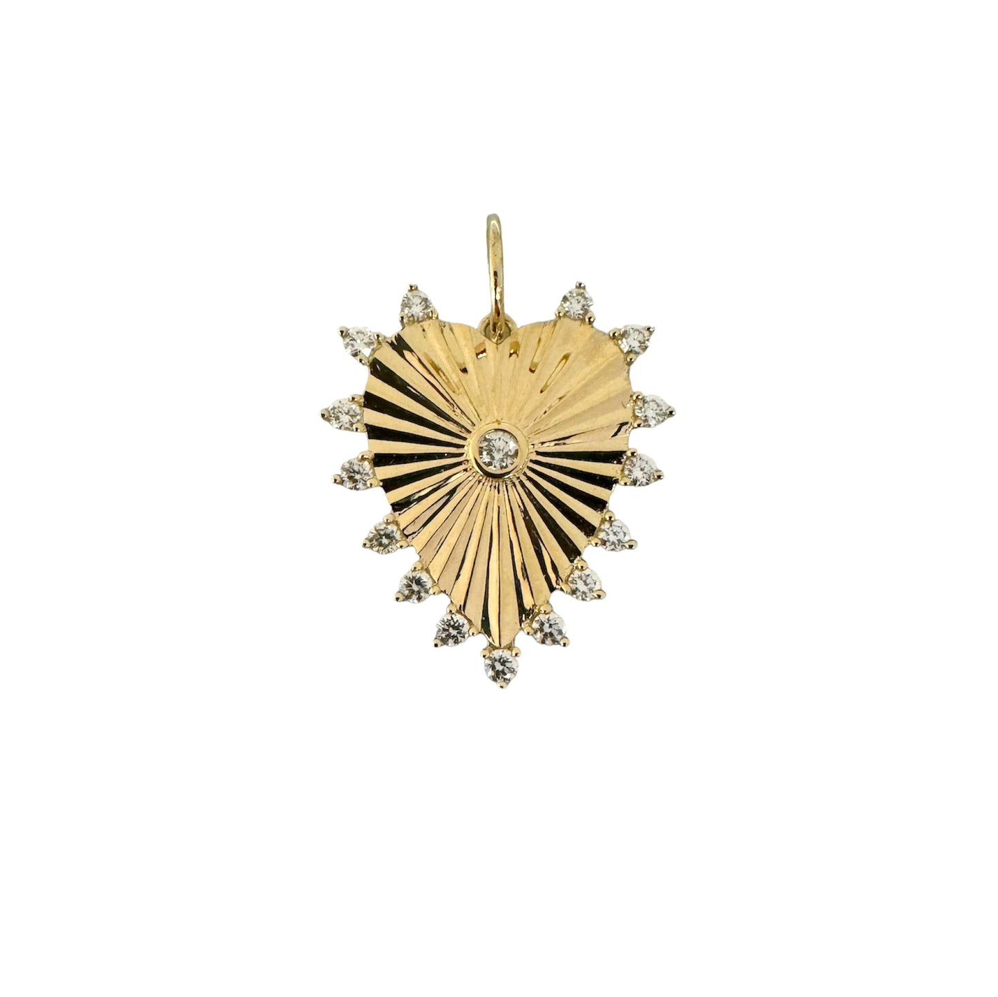 Fluted Diamond Heart Pendant