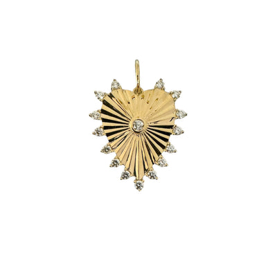 Fluted Diamond Heart Pendant