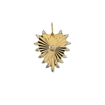Fluted Diamond Heart Pendant