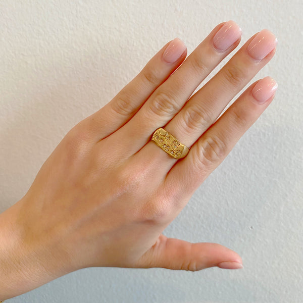 Cherry Blossom Signet Bar Ring
