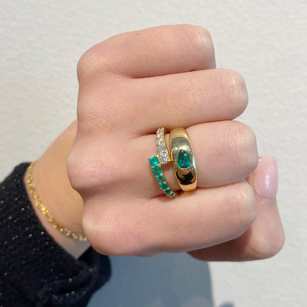 Pear Shape Emerald Dome Ring