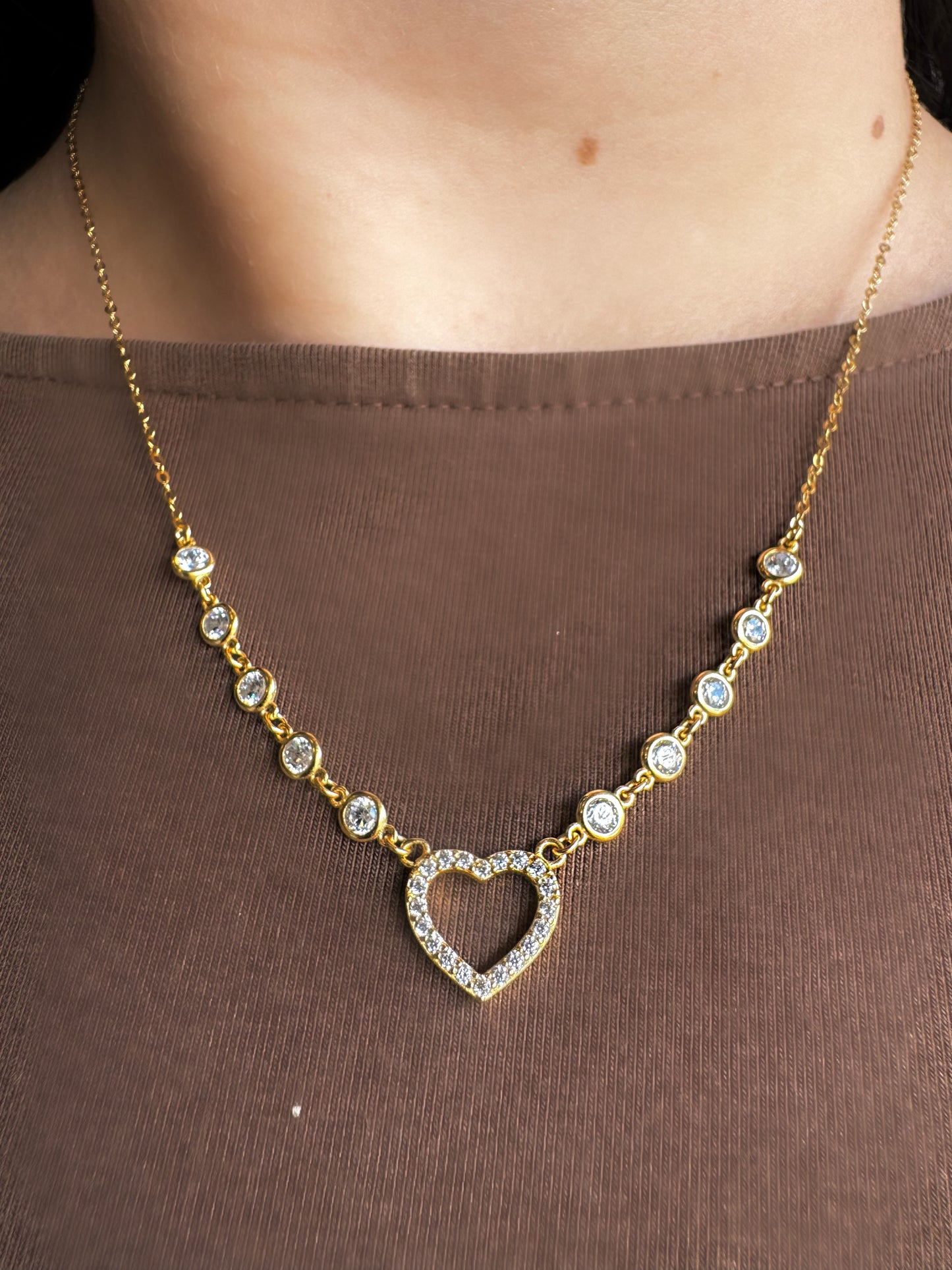 Open Heart CZ Necklace