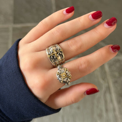 Mixed Metal Wide Band with Diamond Accent