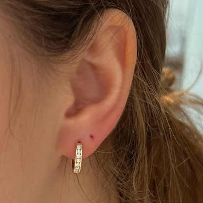 White & Yellow Gold Reversible Diamond Huggies