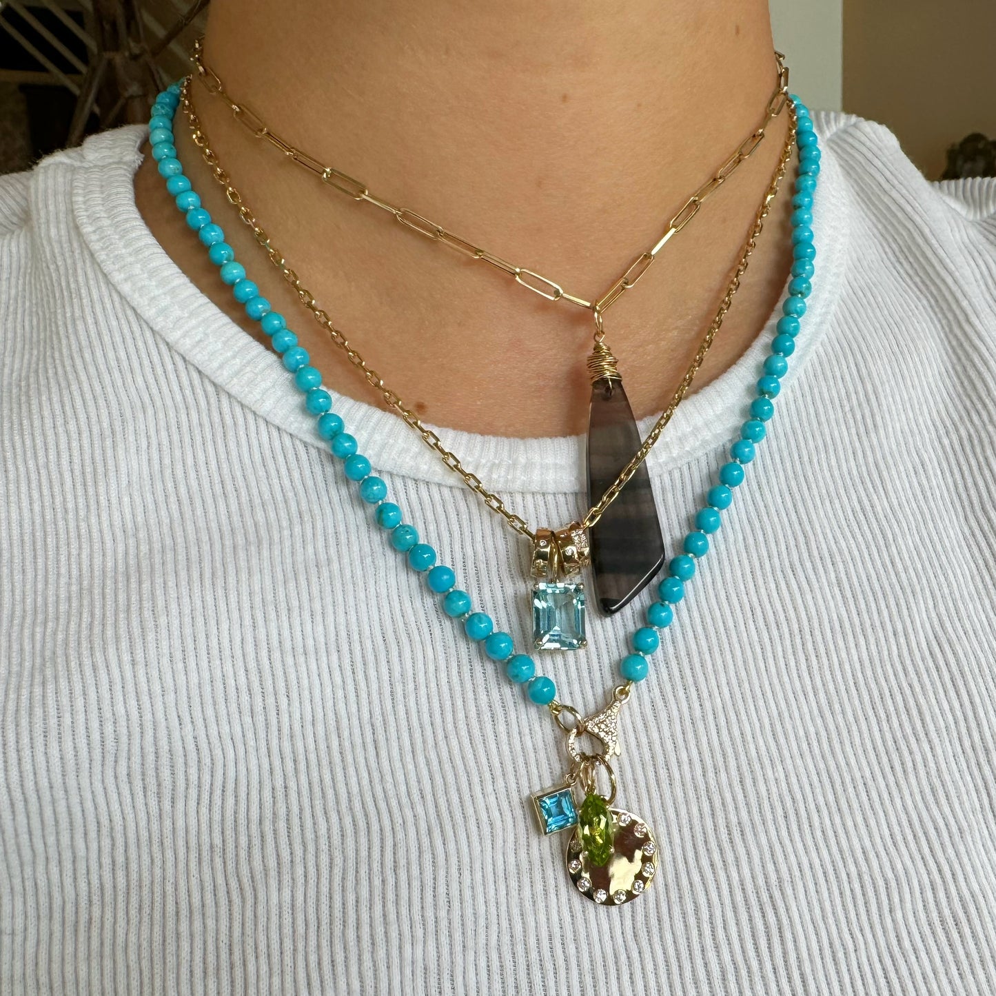 18" Turquoise Necklace with Diamond Clasp