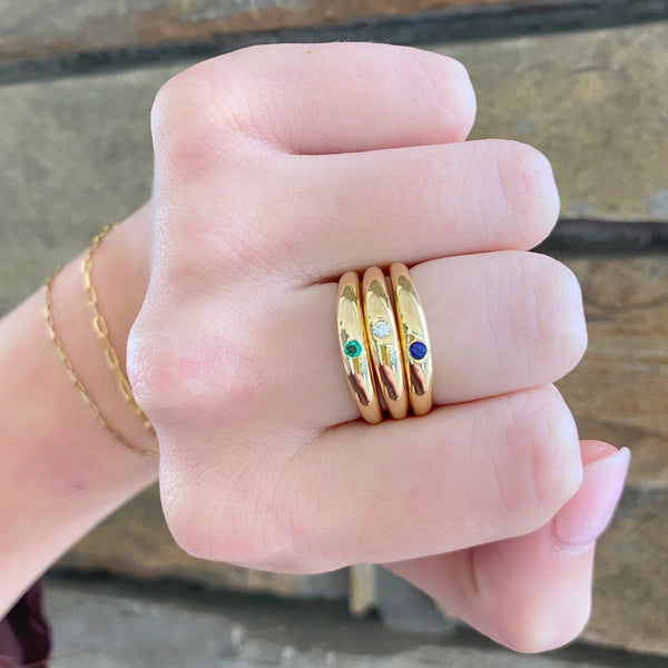 Mini Dome Gold Band With Sapphire