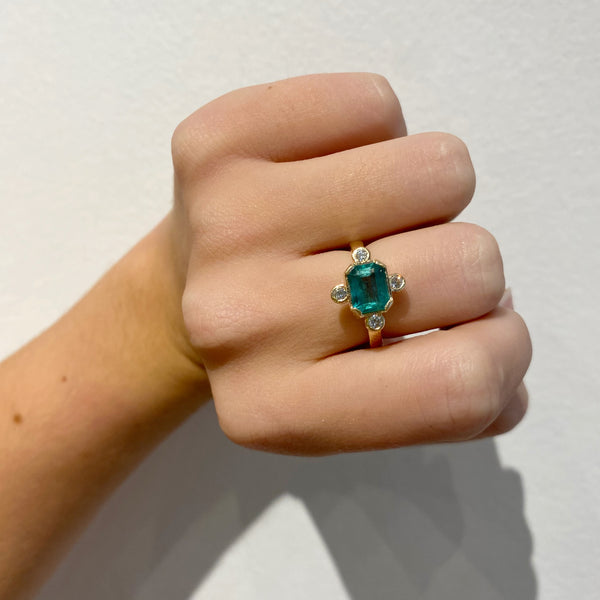 Emerald with Diamond Accents Ring