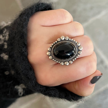Adjustable Onyx Ring