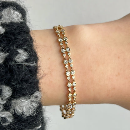 Double Row Diamond Bezel Tennis Bracelet