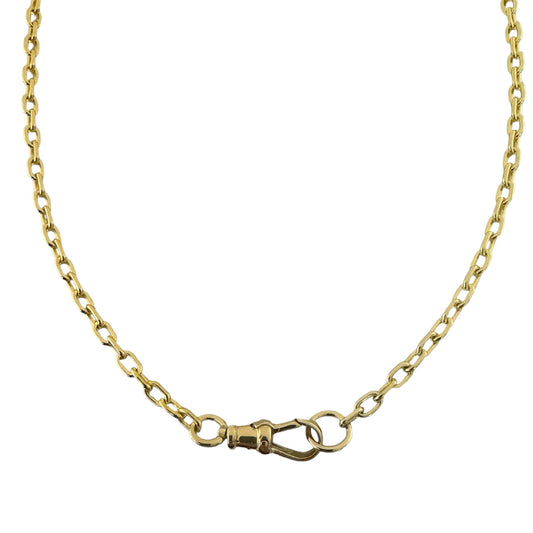 Solid Oval Link Gold Watch Chain Necklace