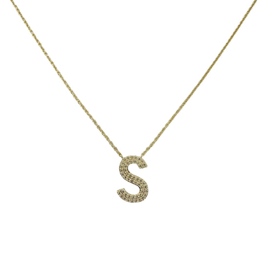 Pave Diamond "S" Initial Necklace