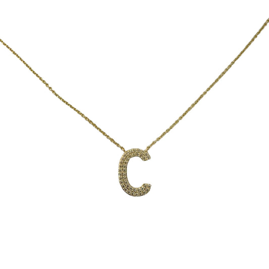 Pave Diamond "C" Initial Necklace