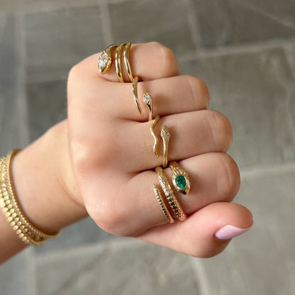 Snake Ring with Emerald Head