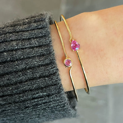 Floating Pink Sapphire Wire Hook Bracelet