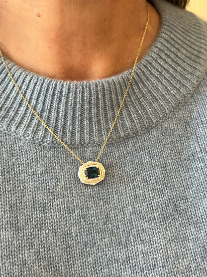 London Blue Topaz and Diamond Necklace