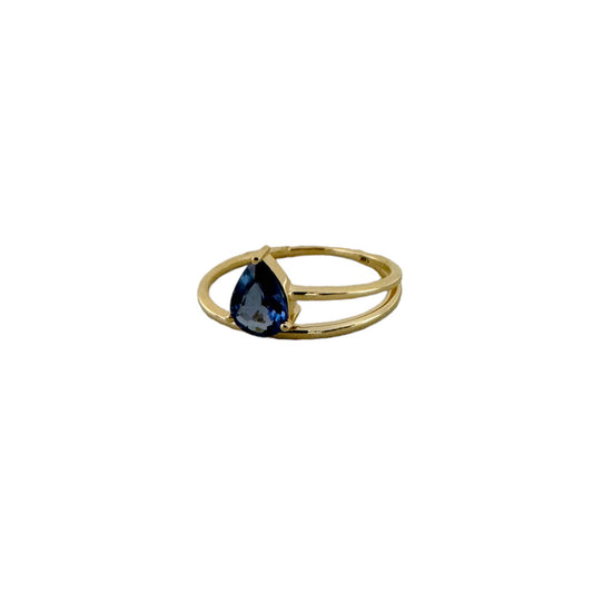 Pear Sapphire Irregular Gold Ring
