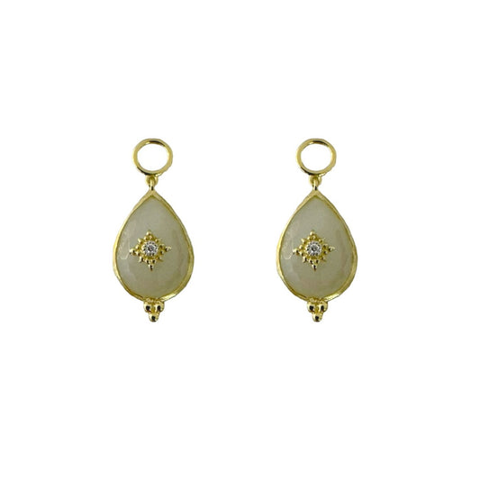 Moonstone with Diamond Center Earring Charms