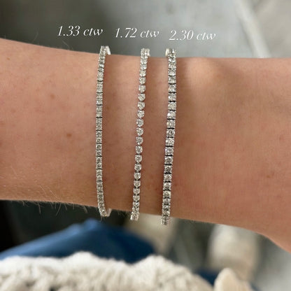 1.72 ctw Three Prong White Gold Diamond Tennis Bracelet