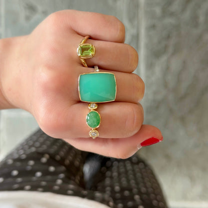 Chrysoprase Mixed Metal Ring