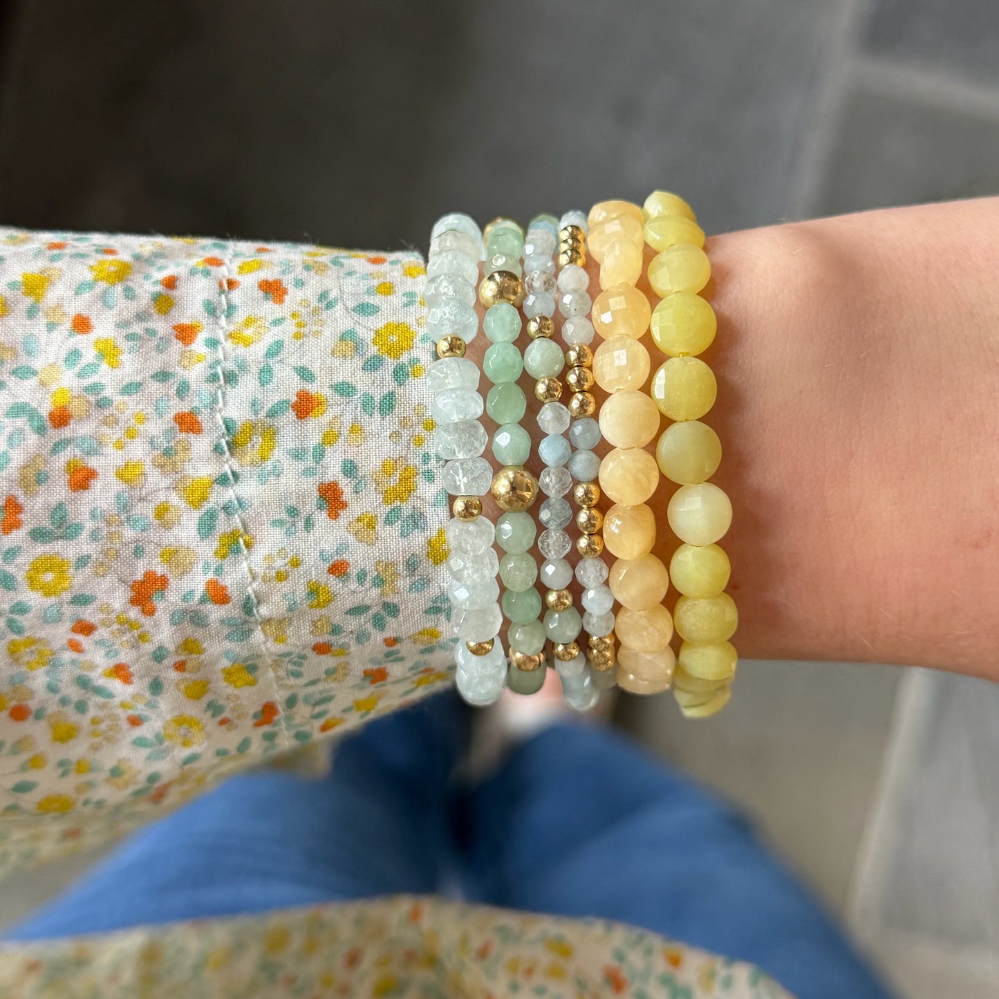 Aquamarine Beaded Stretch Bracelet