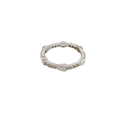 Pear Shape Diamond Station White Gold Ring