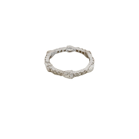 Pear Shape Diamond Station White Gold Ring
