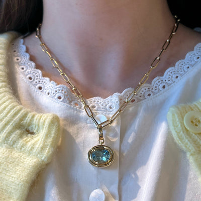 Oval Aquamarine Bezel Pendant