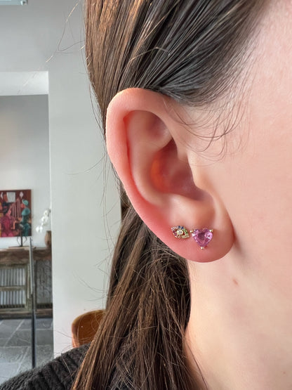 Multi Gemstone Rainbow Evil Eye Studs