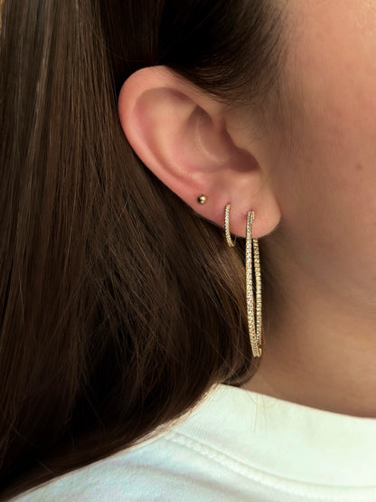 1.14 ctw Inside Out Diamond Hoops