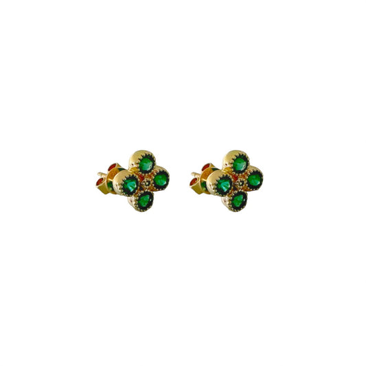 Emerald Quad Milgrain Earrings