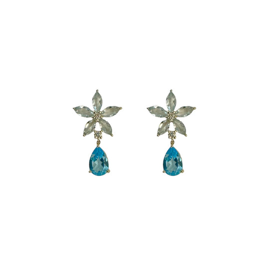 Flower & Dangle Topaz Earring