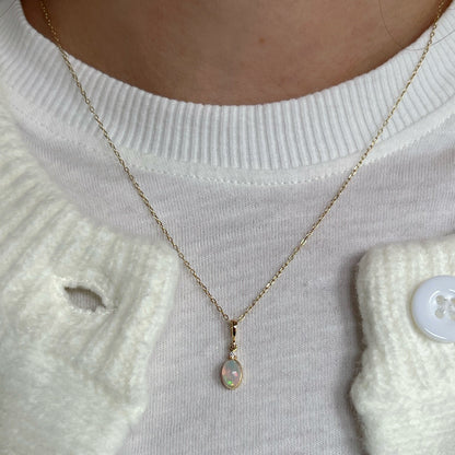 Ethiopian Opal & Diamond Bezel Pendant