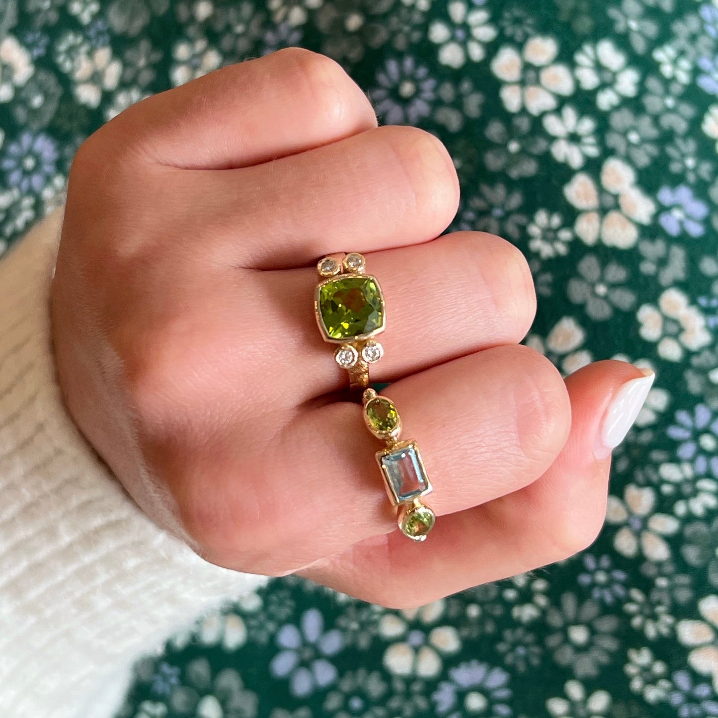 Blue Topaz & Peridot Ring