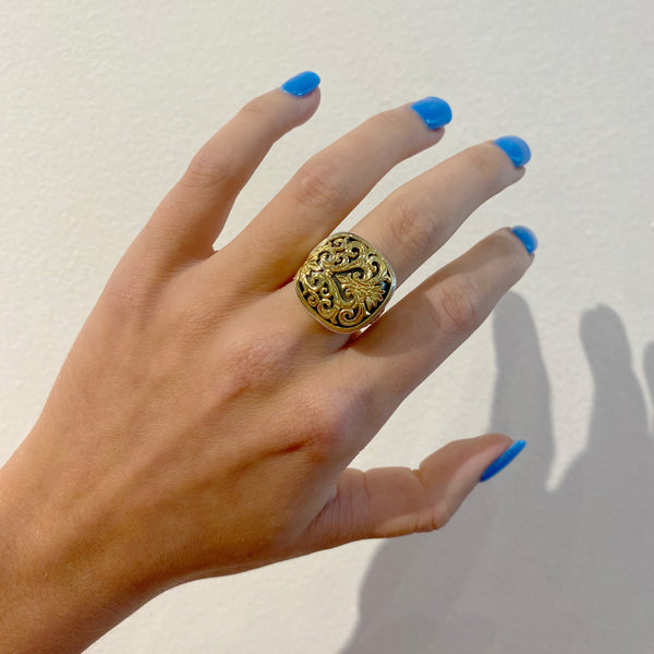 Large Mixed Metal Square Dome Ring